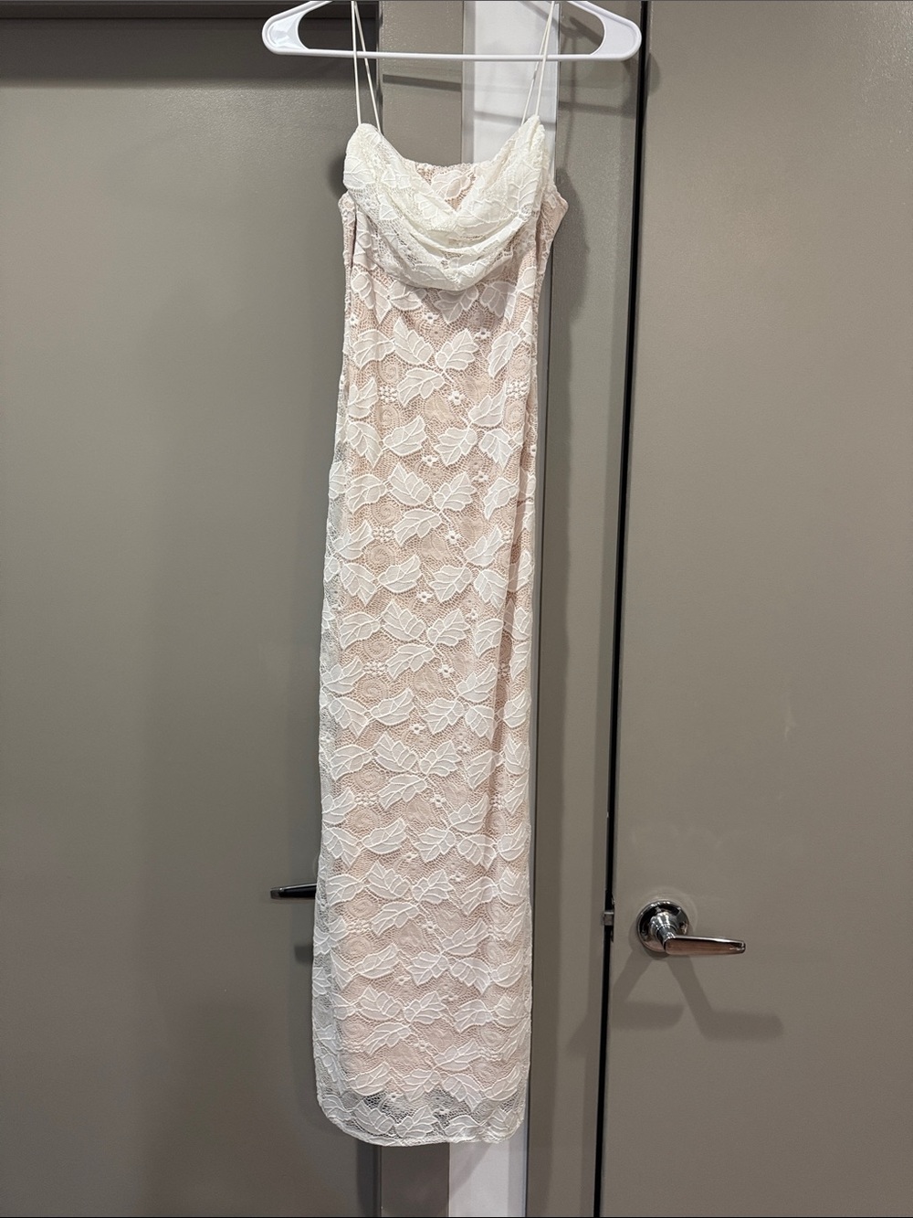 Princess Polly Ivory Lace Maxi Dress with Blush Lining